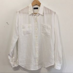 GAP White Linen Long Sleeve Button Down Shirt